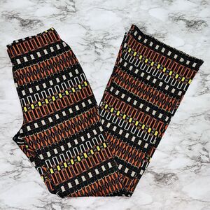 ZARA Pants Retro Geometric Flared Leg Stretch Knit  Striped Orange Black Women S